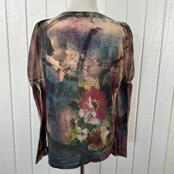 Bleu Top Forest Fairy Princess Boho Goddess Long Sleeve Women Y2k Cottage Large - Picture 8 of 10